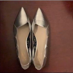 Silver pointed toe flats, NWT, sz 8